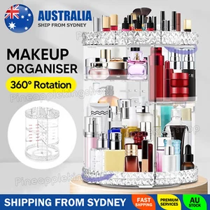Acrylic Makeup Organiser 360° 3 Layer Rotating Clear Cosmetics Holder Storage OZ - Picture 1 of 10