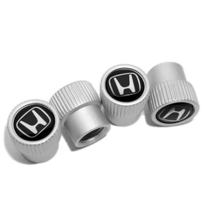 4x Universal Fit Honda Car Wheel Tire Air Valve Caps Stem Dust Cover Gift Silver - Picture 1 of 5