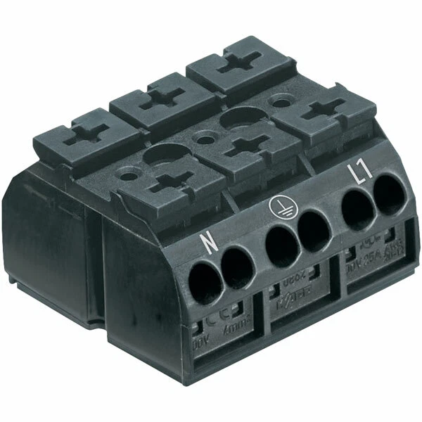 WAGO 862-1503 Chassis Mount Terminal Block M3 PE-N-L1 Black - Image 1 of 1
