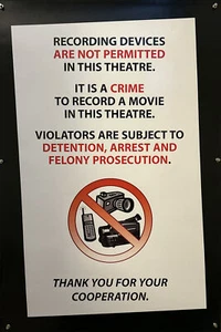 NO SE PERMITEN DISPOSITIVOS DE GRABACIÓN Anuncio original de cine de la década de 2000 - Imagen 1 de 6