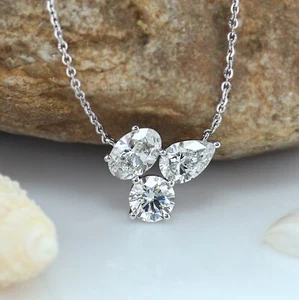 3.00 CT, Orion 14K White Gold Lab Grown Diamond Cluster Constellation Necklace - Picture 1 of 6