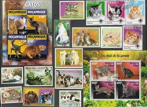 Cats Pets  on stamps 50 all different Collection       A    17/11/25 - Picture 1 of 2