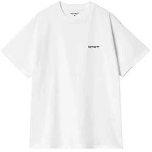 Camiseta Carhartt Para Hombres WIP Escritura Bordado Logo Cuello Redondo Camiseta en Blanco/Negro - Imagen 1 de 7