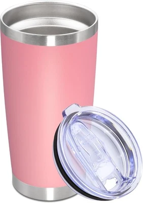 Vaso de 20 oz de acero inoxidable con tapa aspiradora 20 onzas, rosa  Foto 1 de 4