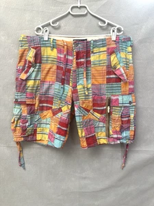 Vintage Polo Ralph Lauren Cargo Shorts Mens 40 Patchwork Plaid Madras - Picture 1 of 17