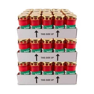 60x Grabkerzen mit Deckel rot Bolsius Dauerbrenner Grablichter Nr. 3 - Bild 1 von 2