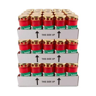 60x Grabkerzen mit Deckel rot Bolsius Dauerbrenner Grablichter Nr. 3 - Bild 1 von 2