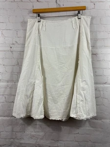 Cato A-Line Midi Skirt Womens Size 12 Ivory Raw Seams Detail - Picture 1 of 7