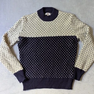 Wallace & Barnes 100% Wolle Birdseye Pullover Herren Medium Blau Creme Fischer - Bild 1 von 13