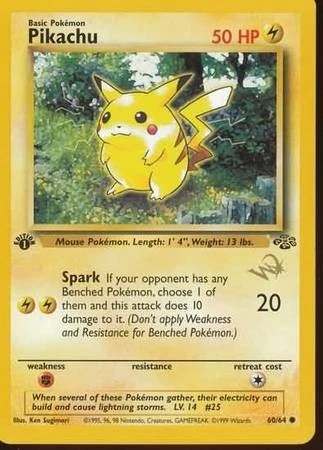 Heavy Play x 1 Pikachu - 60/64 - Promotional - Wizard's 1st Edition "W" Stamped  - Image 1 of 1