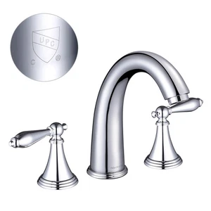 Widespread Sink Faucet 3 Hole 2 Handle Mixer Tap Solid Brass Polished Bathroom - Picture 1 of 6