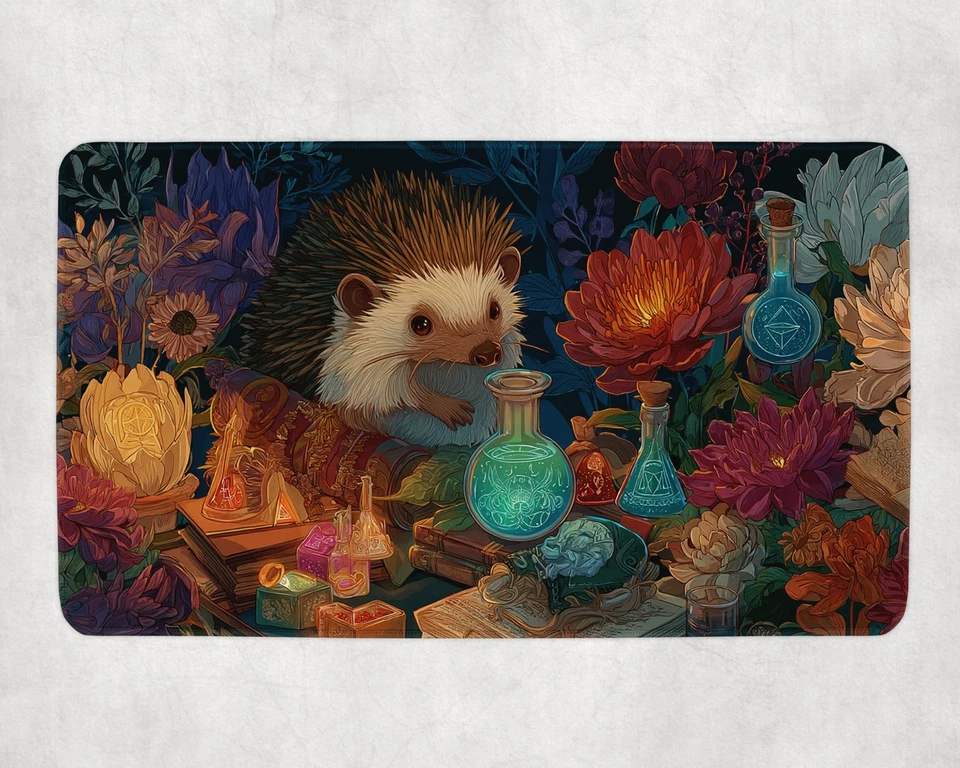 Hedgehog Alchemist Clever Animal Potion Maker Bloomburrow Magic MTG Playmat - Image 1 of 4