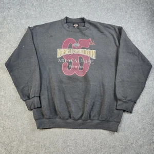 Vintage Harley Davidson Sweatshirt Mens XL Black 90s Distressed Faded Biker - Picture 1 of 18