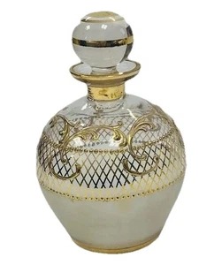 Antiker eleganter Glas Parfum Flakon emailliert Gold Detail US Zone Germany - Bild 1 von 16