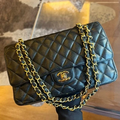 Chanel Black Quilted Caviar Medium Classic Double Flap Bag - Image 1 of 4