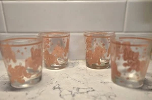 (4) Vasos de jugo vintage Hazel Atlas bailando ELEFANTE ROSA  - Imagen 1 de 4