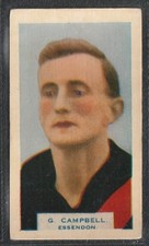 BDV - Victorian Footballers 1933 - Series of 50 No.50 G.Campbell - Essendon