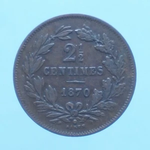 LUSSEMBURGO GUGLIELMO III 2 1/2 CENTIMES 1870 RAME COPPER COIN NUMISMATICA - Foto 1 di 2
