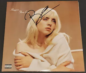 BILLIE EILISH Signed HAPPIER THAN EVER Pale Blue Vinyl Album 2LP B0033832-01 BAS - Picture 1 of 8