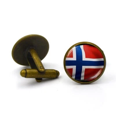 Noruega Gemelos Tono Bronce Gemelos con Noway Flag Foto 1 de 2