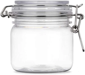 2Pcs 10 Oz/300Ml Clear round Plastic Home Kitchen Storage Sealed Jar Bottles wit - Picture 1 of 5