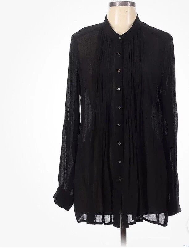 Alfani Women Black 3/4 Sleeve Sheer Blouse Size 1X - Image 1 of 4