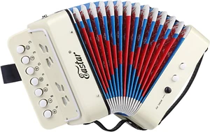 Fisarmonica Giocattolo Bambini Fisarmonica Mini Strumenti Musicali 10 Tasti Pulsante per Bambino C - Foto 1 di 12