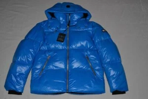 AUTHENTIC MACKAGE KENT-Z LUSTROUS  DOWN JACKET HOOD SAPPHIRE BLUE MEN BRAND NEW - Picture 1 of 10