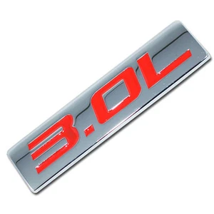 CHROME/RED METAL 3.0L ENGINE RACE MOTOR SWAP EMBLEM BADGE FOR TRUNK HOOD DOOR - Picture 1 of 1