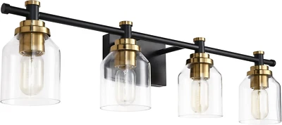 Lámpara de tocador vintage sobre espejo aplique de pared lámpara de baño latón negro Foto 1 de 4