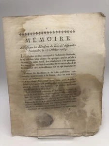 COLONIES - RÉVOLUTION Mémoire adressé par les Ministres du Roi,1789 - Picture 1 of 3