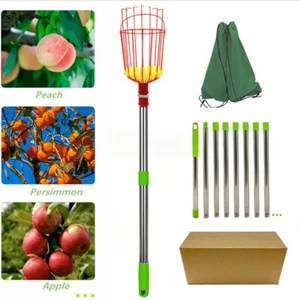 Fruit Picker Pole With Basket, Telescoping Fruit Picker Tool With Long Handle 3M - Picture 1 of 7