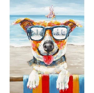 DIY Paint by Numbers Kit Acrylic Painting Wall Art Decor Beach Dog Sunglasses - Picture 1 of 8