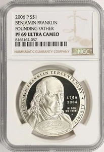 2006-P $1 Benjamin Franklin Founding Father Dollar NGC PF69 Ultra Cameo - Picture 1 of 2