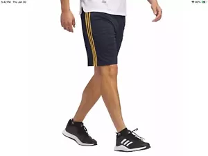 Pantaloncini Adidas uomo 3 righe con tasche con cerniera. Navy/oro, taglia grande. Nuovo con etichetta. - Foto 1 di 8