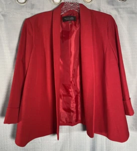 Black Label Evan Picone Blazer Womens 6 Red Solid Open Lined Career Real Estate - Picture 1 of 13