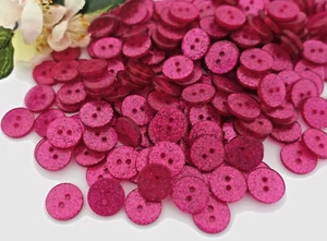 10 Knöpfe Rund 13mm Glitzer pink Knopf Kunststoff Glitter Kinder rosa fuchsia - Picture 1 of 5