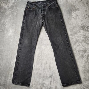 Levis Jeans Mens 30x32 Fit 28x30 Black 501 Straight Button Fly Western Denim Y2K - Picture 1 of 19