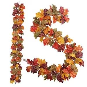 4 Pack Fall Oak Leaves Garland Artificial 5.2ft Fake Autumn Leaf Style 2 - Picture 1 of 7