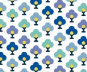 Riley Blake 43/44" Liberty Fabrics The Summer House Topiary Chevron Blue Teal - Picture 1 of 2