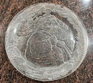 Santa Glass Serving Plate 13" - Picture 1 of 2