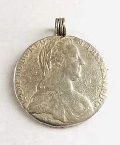 Vintage Maria Theresa Thaler Silver Coin Medallion Necklace Pendant - Picture 1 of 4