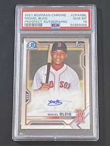 2021 Bowman Chrome MIGUEL BLEIS 1st AUTO PSA 10 GEM MINT Autograph SP Red Sox RC