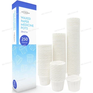 DISPOSABLE WAXED Lined Paper Pots Medicine Tablet Pills 28ml Tight Rolled Rim - Picture 1 of 22