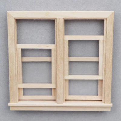 1:12 Scale Dollhouse Miniatures Tiny Wooden Unpainted Window Frame Building - Image 1 of 4