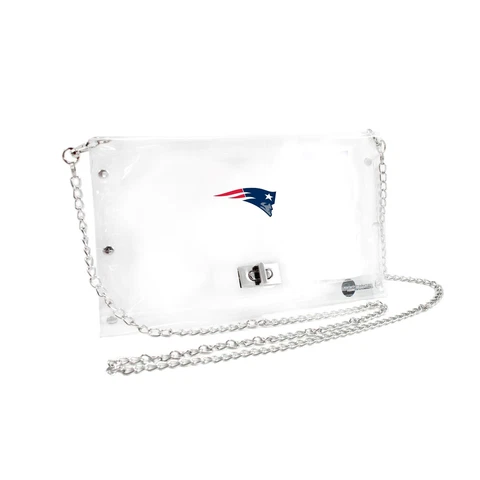 New England Patriots Clear Envelope Purse, NFL Crossbody Stadium Approved Cover