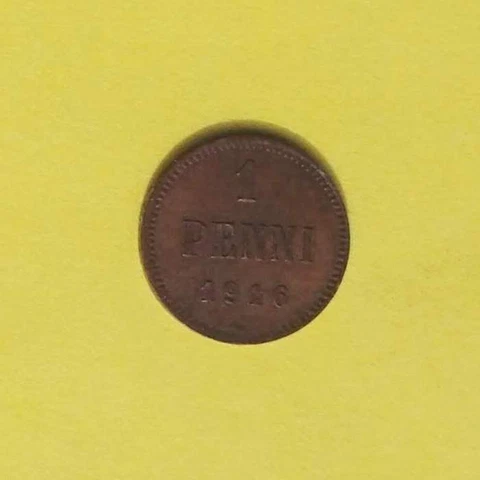 FINLAND / RUSSIAN EMPIRE 1 Penni Copper coin XF (extra fine) 1916 KM13 Cover