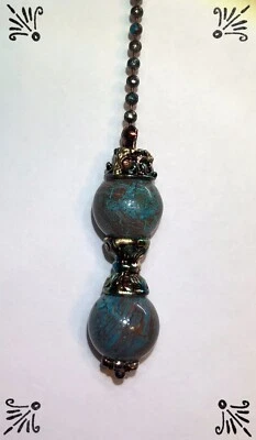 Ventilador de techo artesanal turquesa semiprecioso marrón azul piedras preciosas Foto 1 de 4