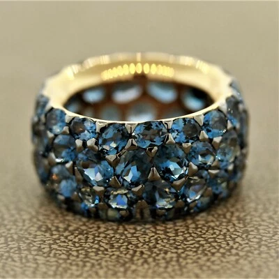London Blue Topaz Wide Eternity Band Ring 16.38CTW 18K Rose Gold - Image 1 of 4