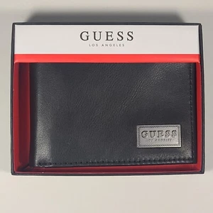 Guess Los Angeles Men's Bifold Logo Leather Wallet Black Passcase 31GO220110 - Picture 1 of 6